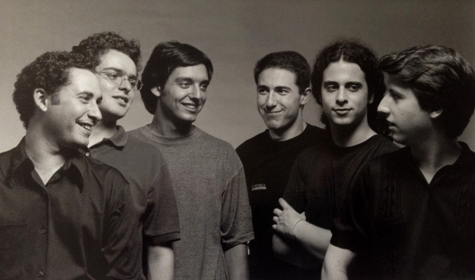 Leonardo Rossi, Javier Zafra, Javier N&uacute;&ntilde;ez, Jes&uacute;s Fern&aacute;ndez, Fahmi Alqhai & Vicente Parrilla. Foto tomada durante las sesiones de grabaci&oacute;n del CD dedicado a Selma y Salaverde, agosto de 1998