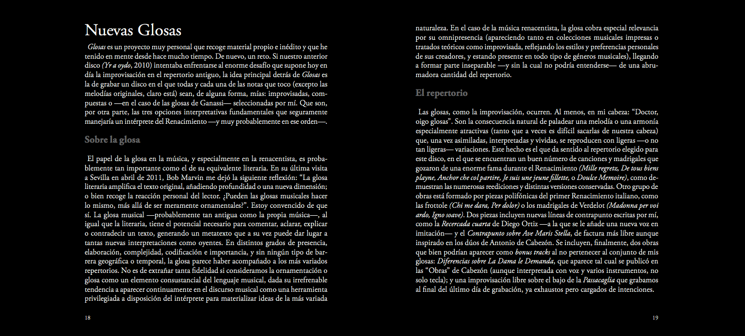 *Glosas,* fragmento del libreto *Glosas,* fragmento del libreto