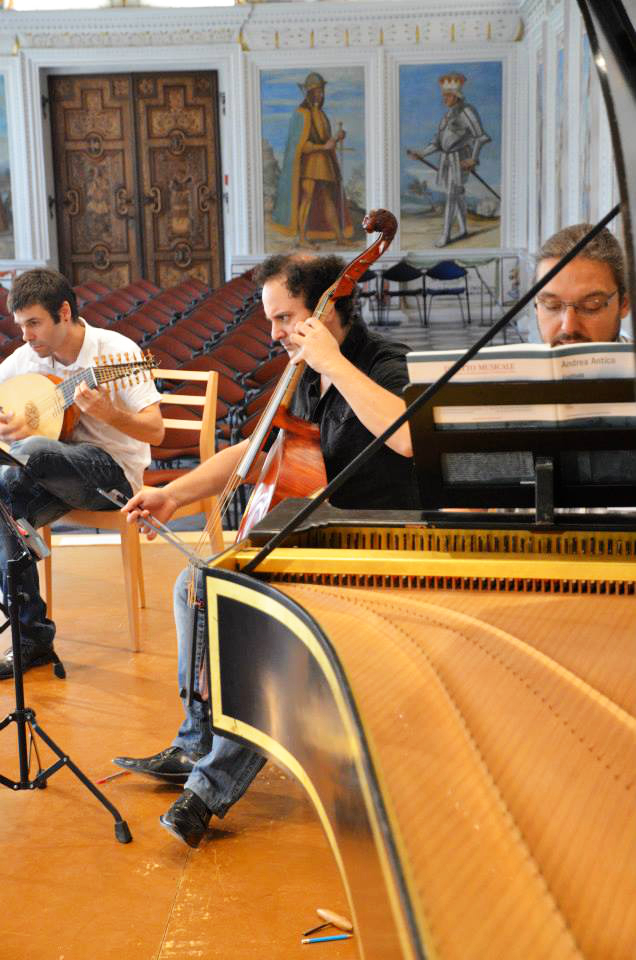 Miguel Rincón, Rami Alqhai, Javier Núñez. Rehearsing at Innsbruck Early Music Festival 2013
