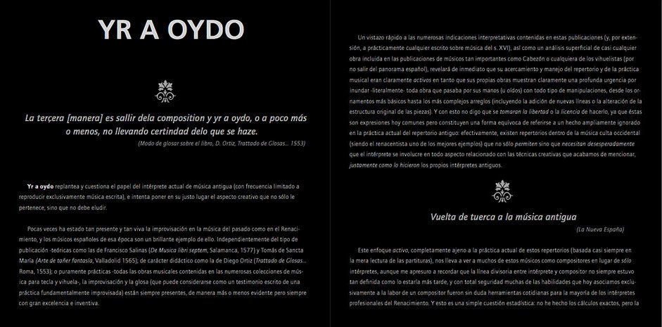 Fragmento del libreto del CD *Yr a oydo* Fragmento del libreto del CD *Yr a oydo*